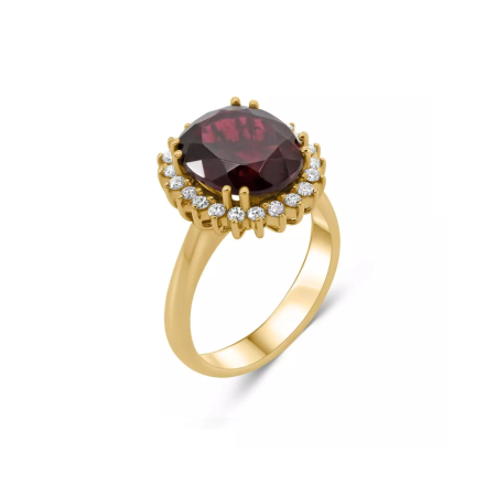 Rubellit Ring 18 kt Gold & Diamanten -“Blutrot”
