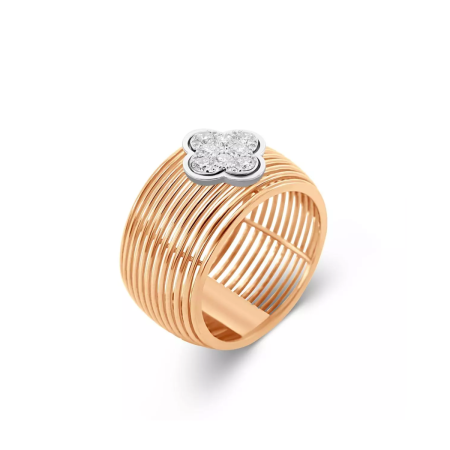 breiter Ring in 18 kt Rosegold & Diamanten – “Flower”