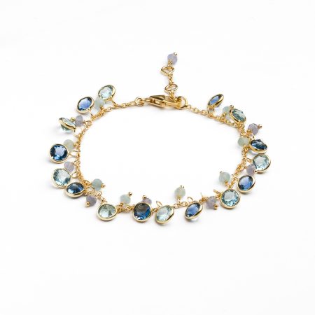 Armkette Silber vergoldet & blaue Edelsteine – “Charming Blue”