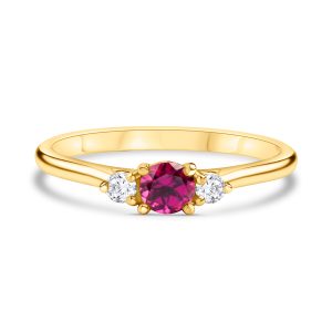 Zarter Verlobungsring Granat & Brillanten – “Engagement Ring”