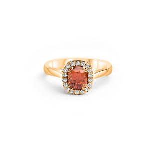 18 kt Gelbgoldring mit Spinell und Brillanten – “Peach”