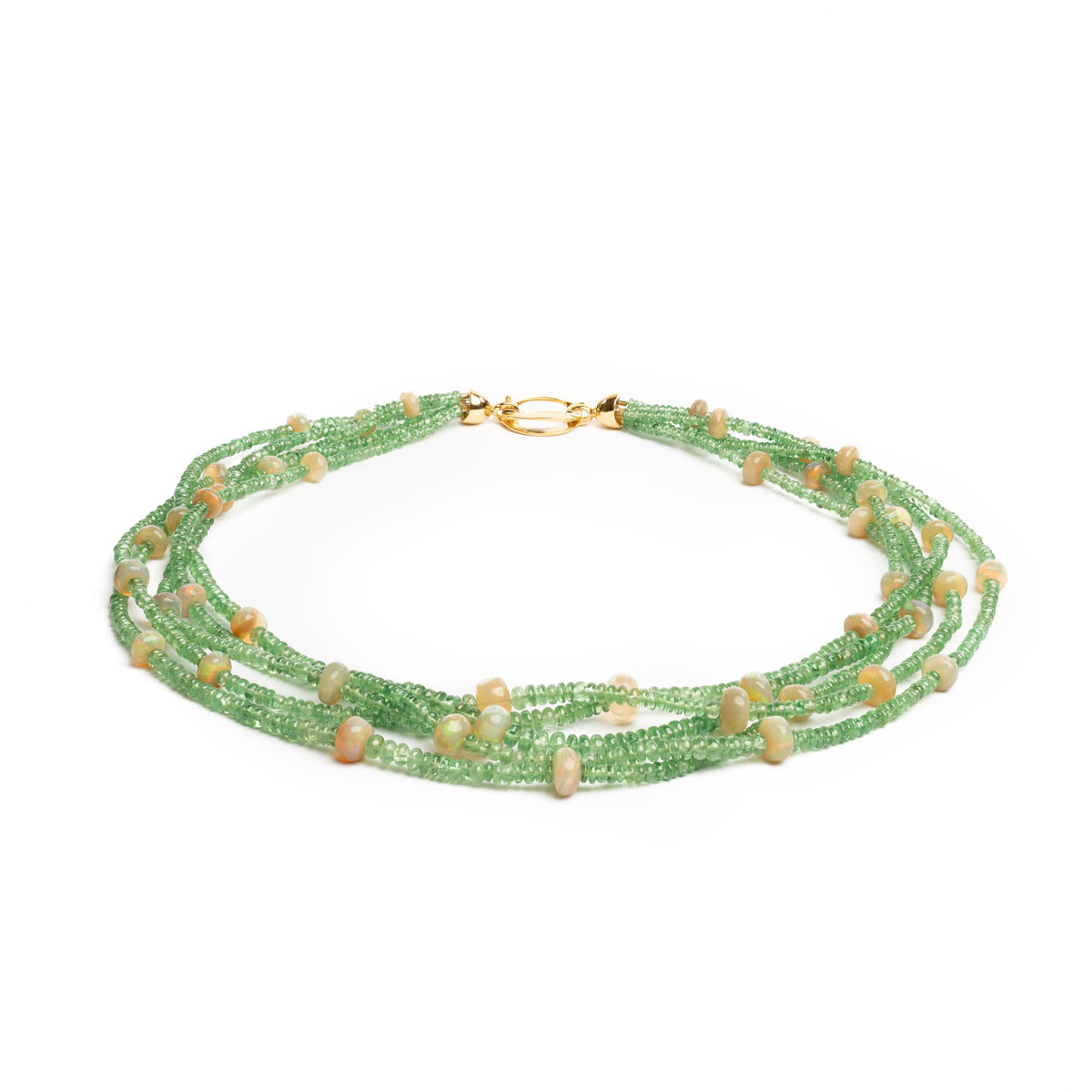 Collier Tsavorit Opal Silber Grün