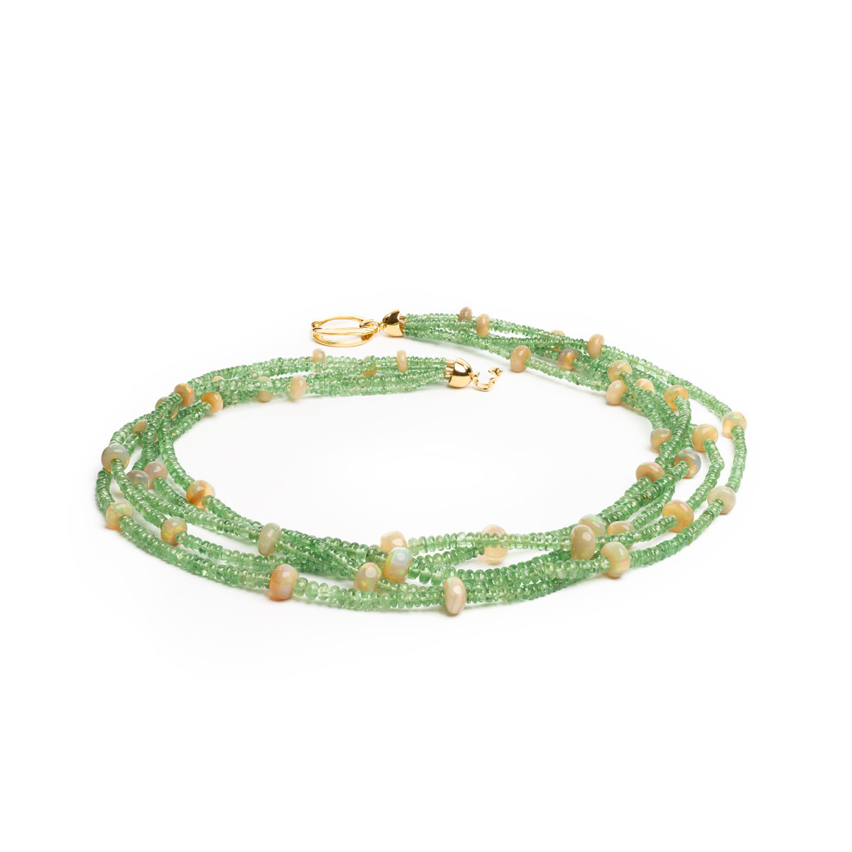 Collier Tsavorit Opal Silber Grün