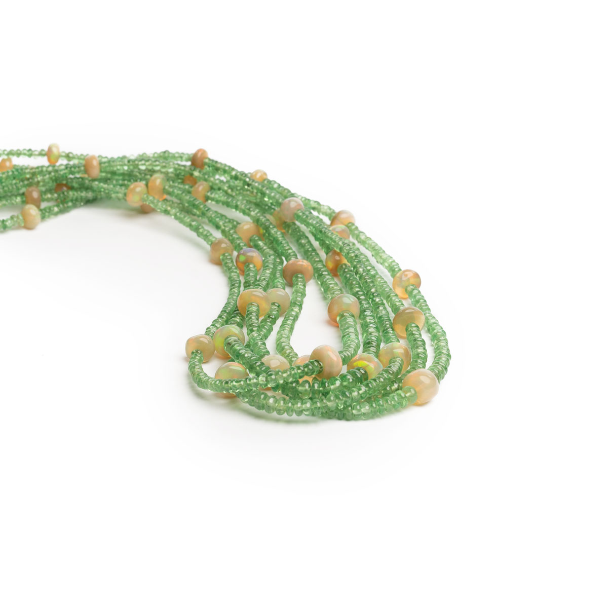 Collier Tsavorit Opal Silber Grün