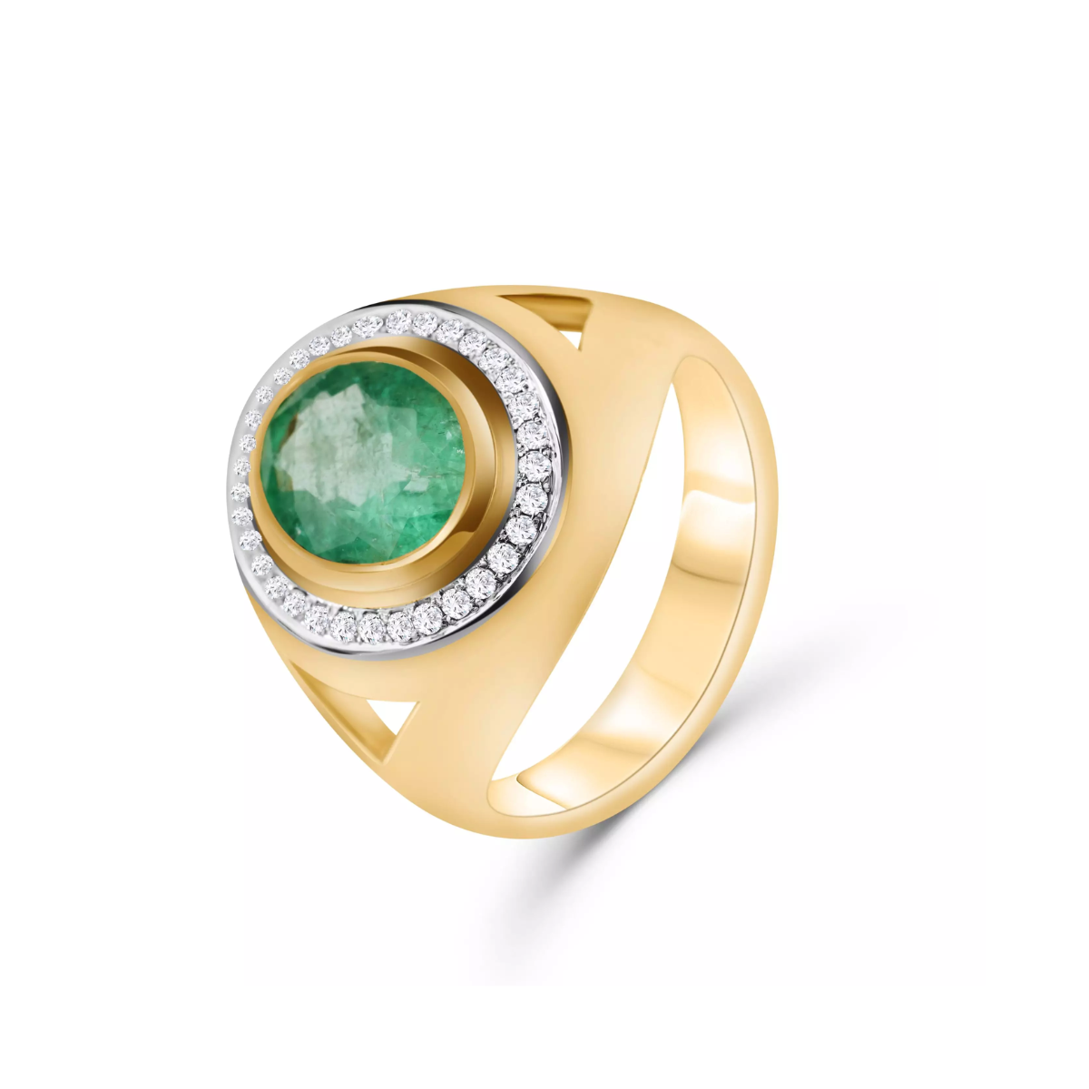 Verlobungsring 18kt Gelbgold Smaragd Diamant grün