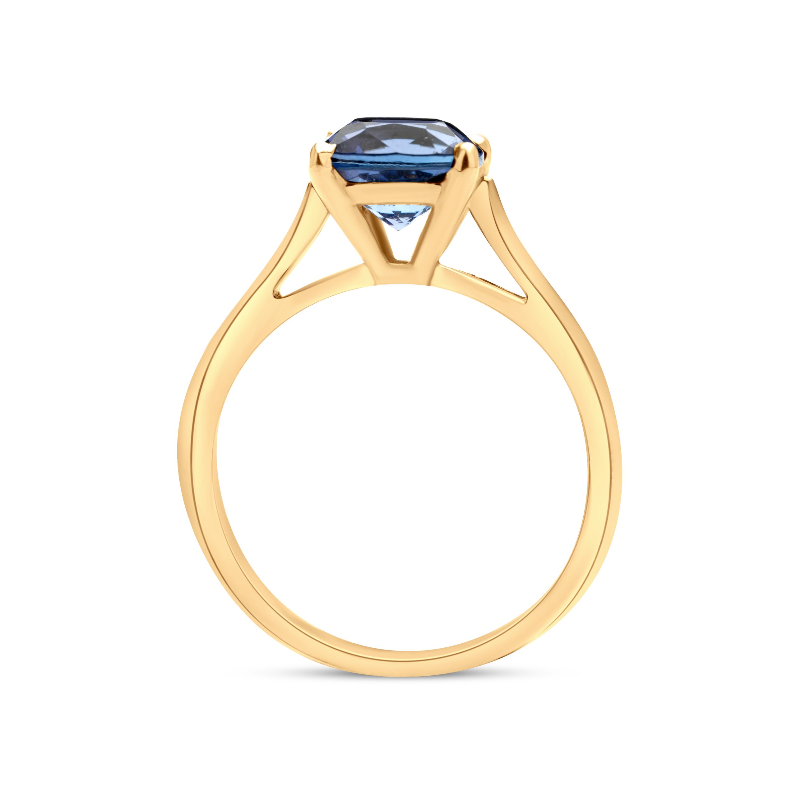 Ring Gelbgold Tansanit Kissenschliff blau
