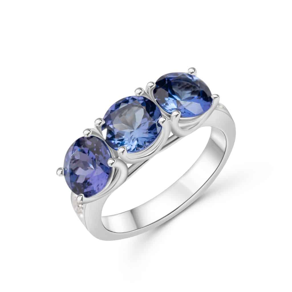 Verlobungsring 18kt Weißgold Tansanit blau