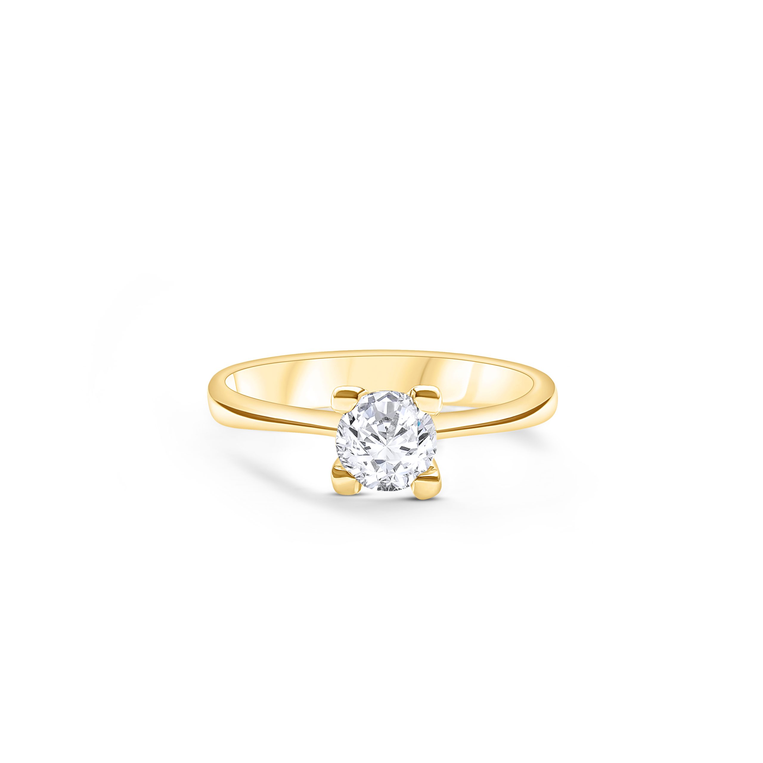 Echter Diamantring aus Gelbgold, rundes Brillant-Schliff-Stein im klassischen Solitär-Design – elegantes Verlobungs- oder Hochzeitsring