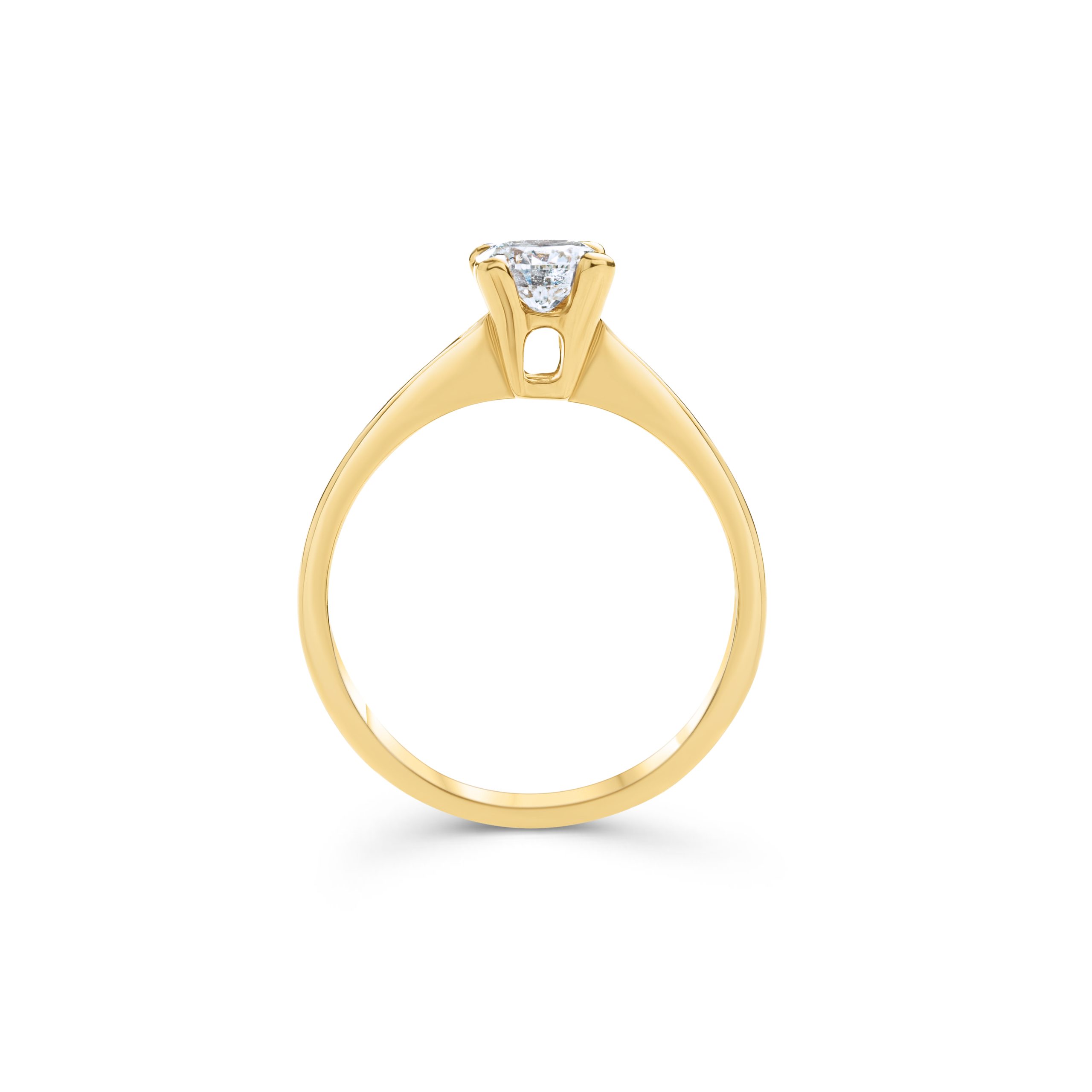 Echter Diamantring aus Gelbgold, rundes Brillant-Schliff-Stein im klassischen Solitär-Design – elegantes Verlobungs- oder Hochzeitsring