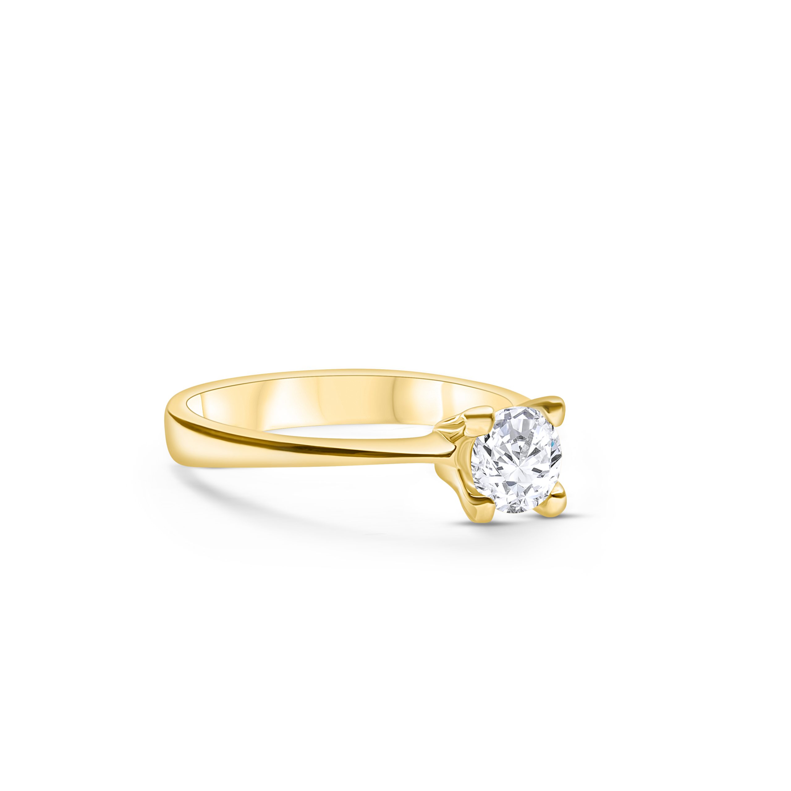 Echter Diamantring aus Gelbgold, rundes Brillant-Schliff-Stein im klassischen Solitär-Design – elegantes Verlobungs- oder Hochzeitsring