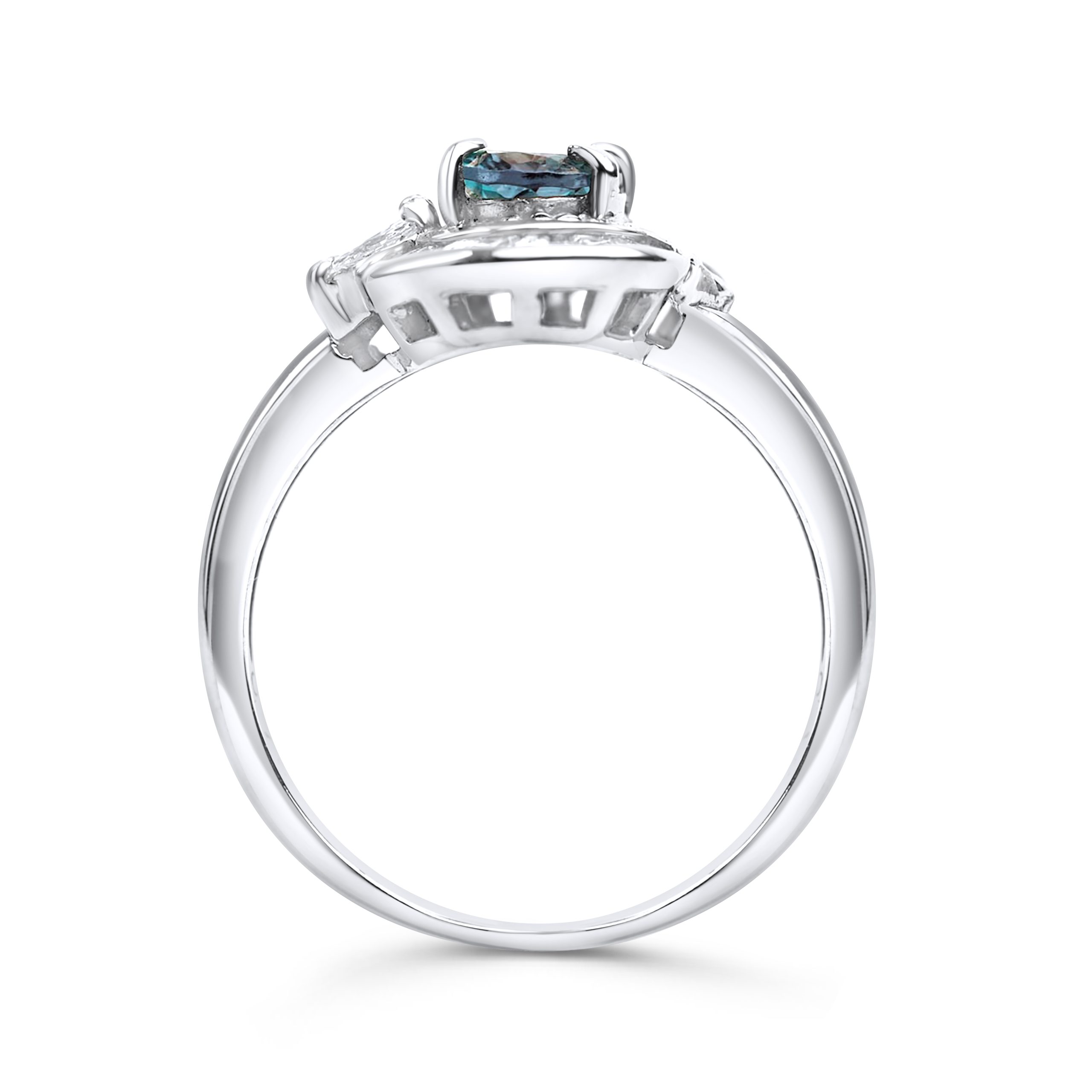 Platinring mit Alexandrit und Diamanten – luxuriöser Damenring mit Farbwechsel-Edelstein