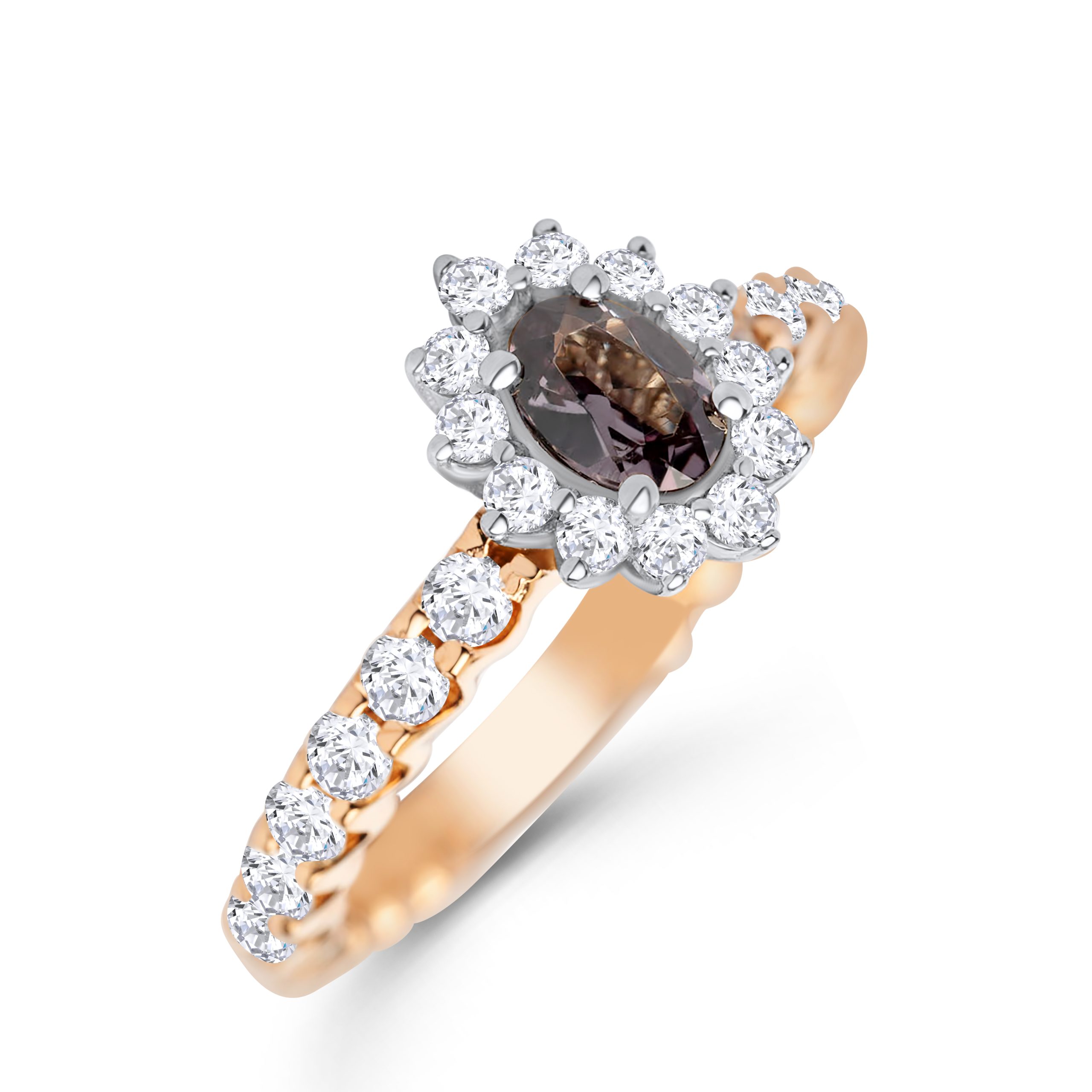 Alexandrit Rosegoldring mit Brillanten