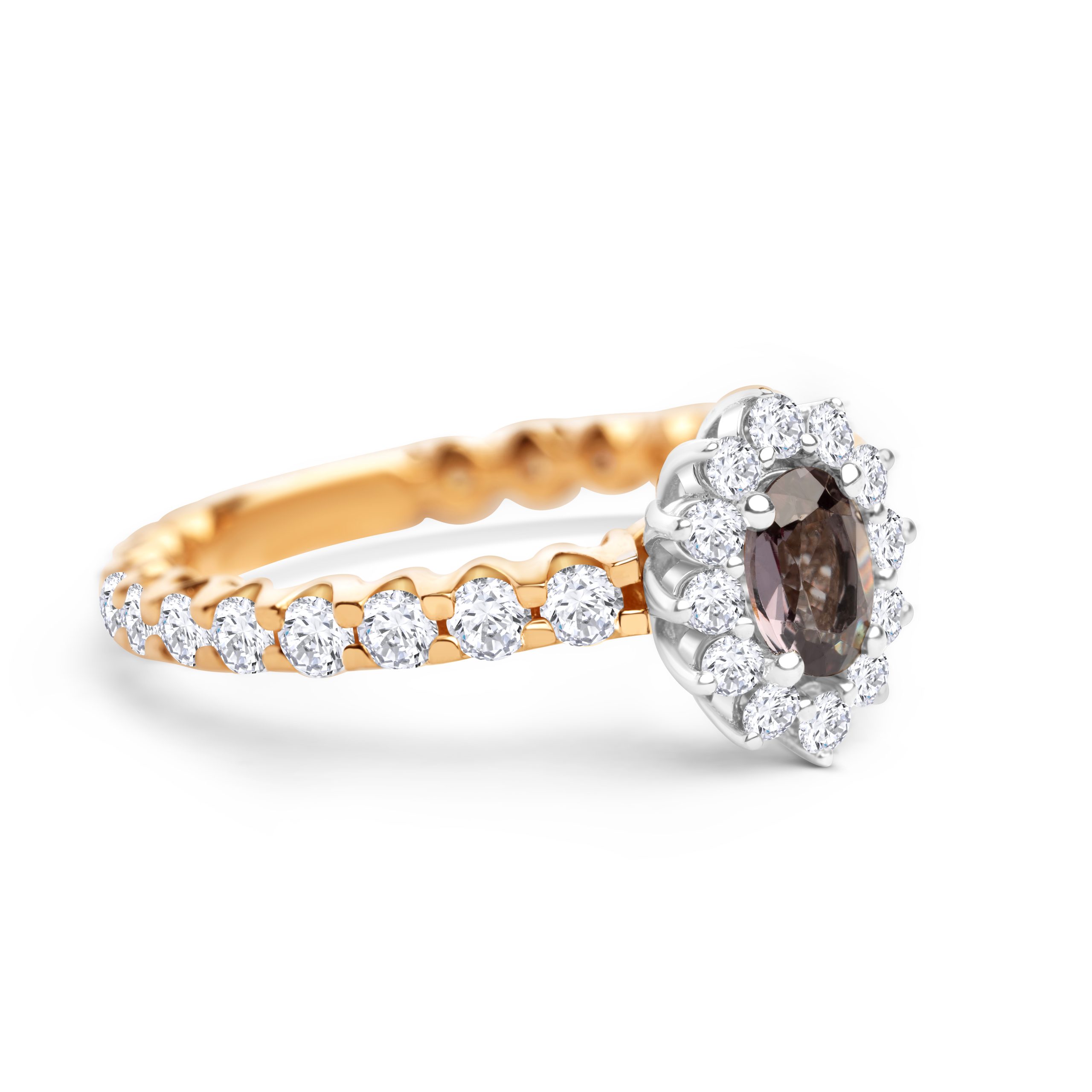 Alexandrit Rosegoldring mit Brillanten