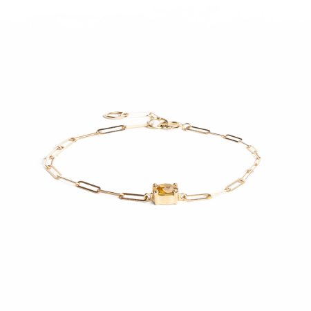 Zarte Armkette aus 14kt-Gold mit Saphir – “Paper Clip”