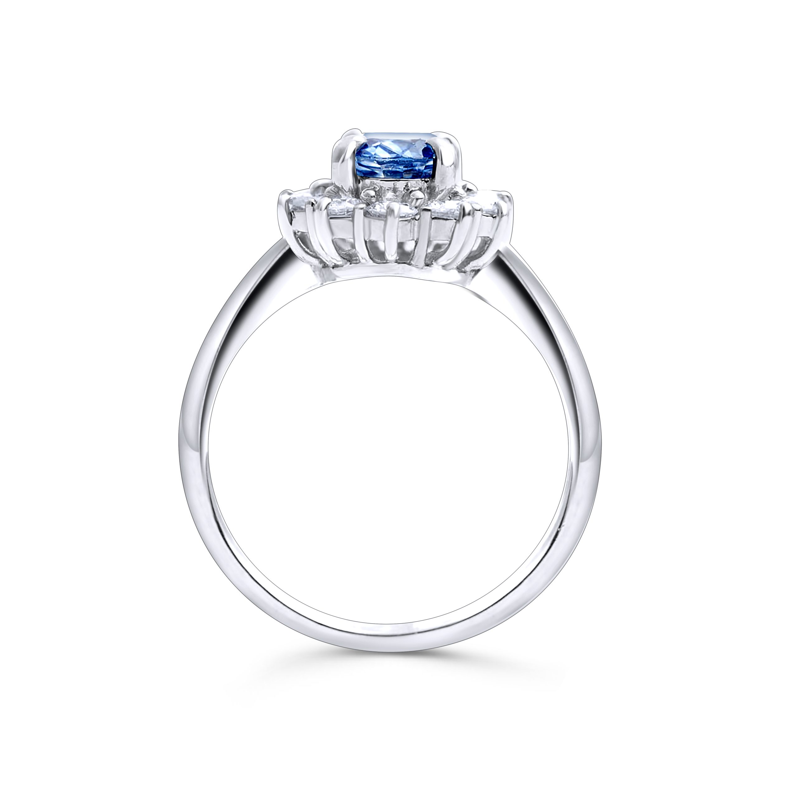 Klassischer Platinring mit Saphir und Brillanten – Zeitlose Eleganz trifft höchste Qualität - sicher online kaufen - La Pantera Edelsteine