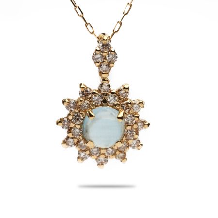 18kt Gelbgold Anhänger – Aquamarin & Brillanten