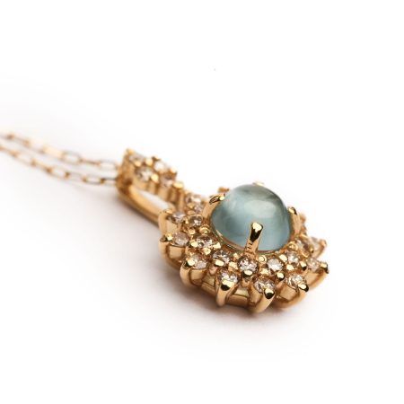 18kt Gelbgold Anhänger – Aquamarin & Brillanten