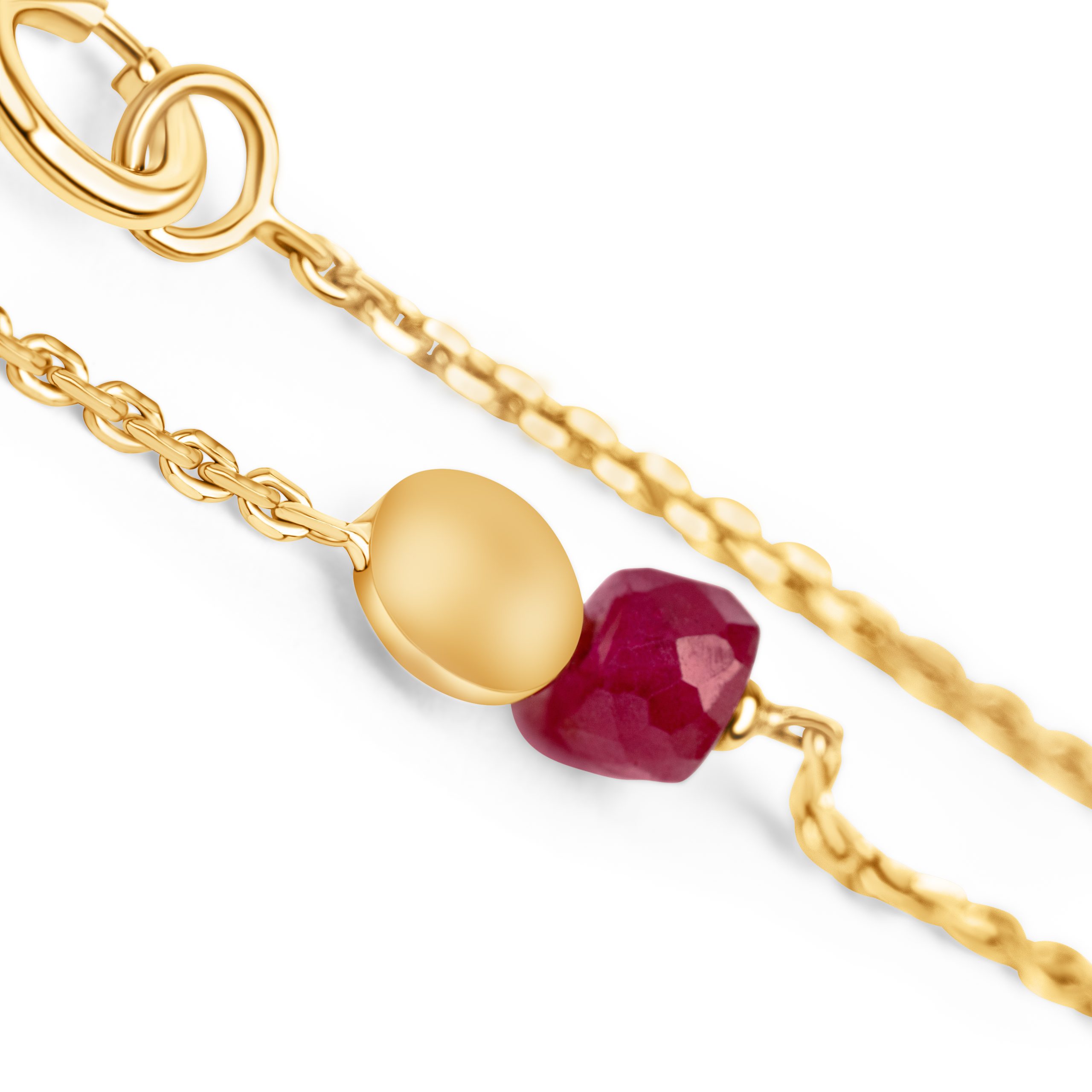 14kt Gold Armkette mit Rubin – Geburtsstein Juli