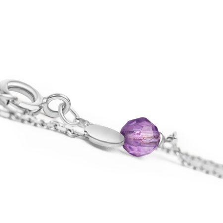 Weißgold Armkette mit Amethyst – Geburtsstein Februar