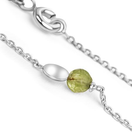 Weißgold Armkette mit Peridot – Geburtsstein August