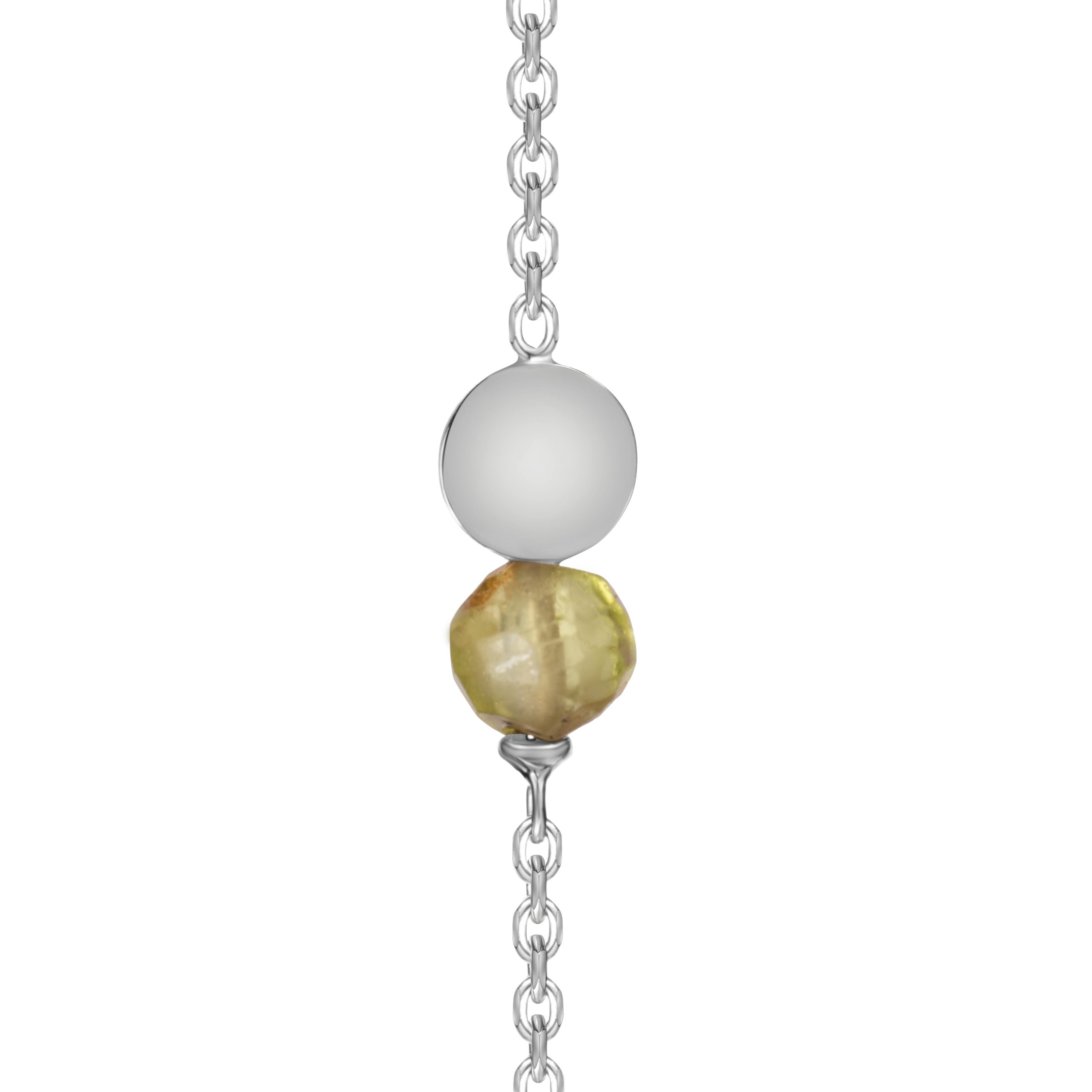 14kt Weißgold Armkette mit Peridot Olivin – Geburtsstein August