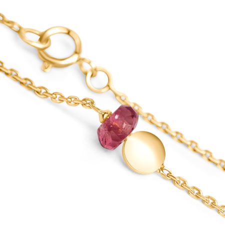 Gold Armkette mit pink Turmalin – Geburtsstein Oktober