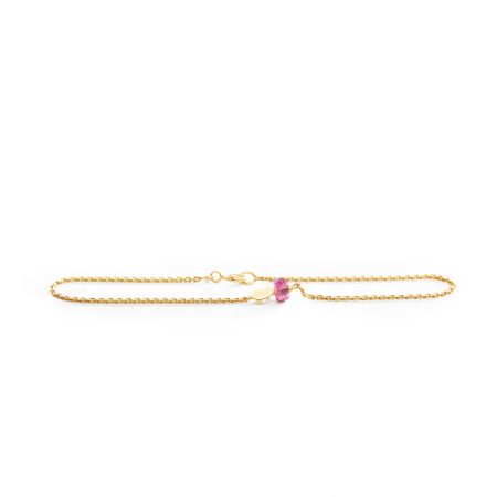Gold Armkette mit pink Turmalin – Geburtsstein Oktober