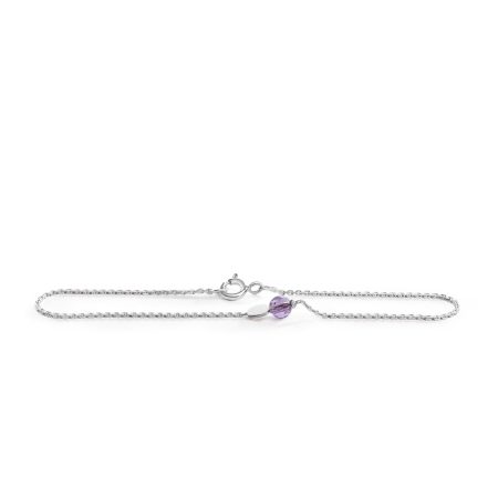 Weißgold Armkette mit Amethyst – Geburtsstein Februar