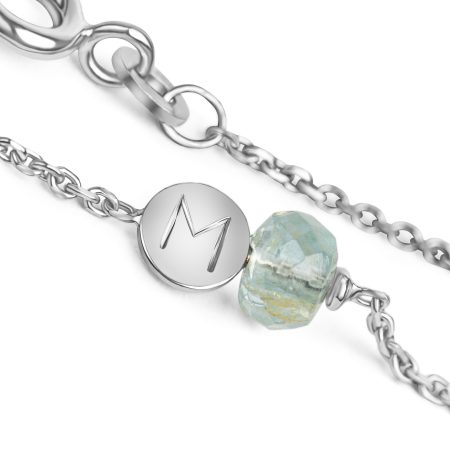 Weißgold Armkette mit Aquamarin – Geburtsstein März