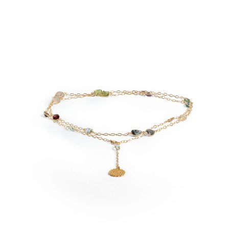 Lange vergoldete Kette mit Edelsteinen