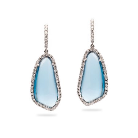750 Weißgold Ohrgehänge – London blue Topas
